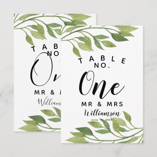 feuillage verdure feuille Numéro de table fête/mar (Devant / Derrière)