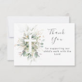 Feuillage vert Baptême Carte de remerciements plat (Devant)