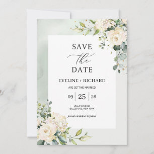 Feuillage vert Boho Floral Enregistrer La Carte Da