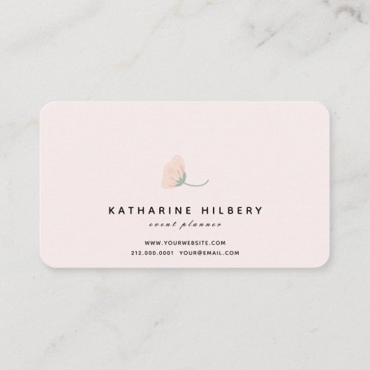 Feuillage vert Carte de visite rose floral (Dos)