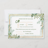 Feuillage vert Deux choix de repas Carte RSVP (Dos)