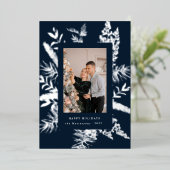 feuillage vert d'hiver élégante carte de vacances (Debout devant)