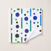 Feuillage vert et bleu : points et lignes (Gant de toilette)