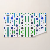 Feuillage vert et bleu : points et lignes (Serviette à main)