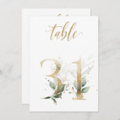 Feuillage vert et or aquarelle, numéro de table 31 (Devant / Derrière)