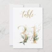 Feuillage vert et or aquarelle, numéro de table 31 (Devant)