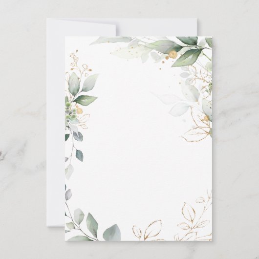 Feuillage vert et or Baptême Invitation (Dos)