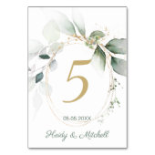 Feuillage vert et or, numéro de table Mariage (Dos)