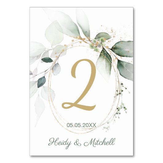 Feuillage vert et or, numéro de table Mariage (Par défaut)