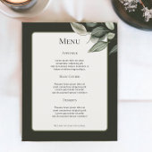 Feuillage vert Muet Menu Mariage personnalisé