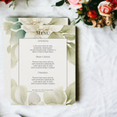 Feuillage vert Muet Menu Mariage personnalisé