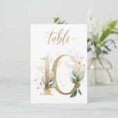 Feuillage Vert & Or Aquarelle, Numéro de Table 10 (Debout devant)