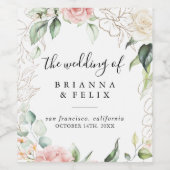 Feuillage vert or Floral Mariage Étiquettes de vin (Étiquettes simples)