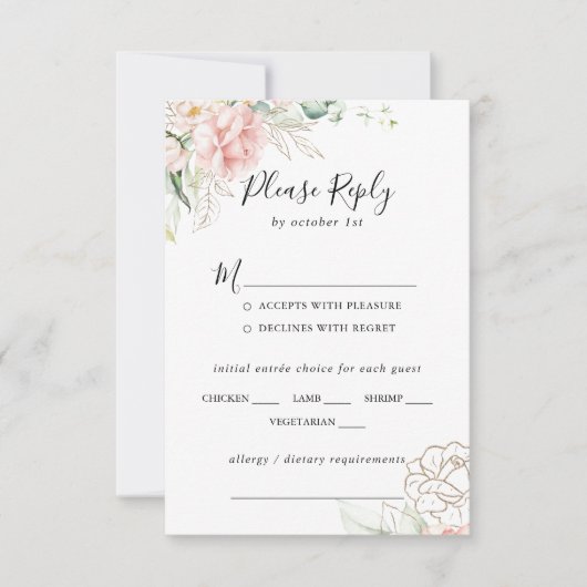 Feuillage vert or Mariage floral choix RSVP (Devant)
