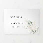 Feuillage vert or triple Faire-part de mariage (Page de couverture)