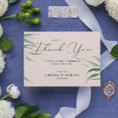 Feuillage vert poussiéreux, Papier Beige, Merci