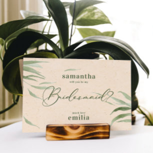 Feuillage vert poussiéreux, Papier Beige, Merci