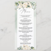 Feuillage vert Roses blanches Boho Menu Mariage (Devant)