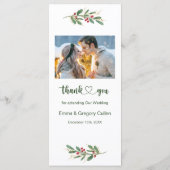 Feuillage vert Rouge Berry Mariage Menu Noël (Dos)