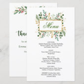 Feuillage vert Rouge Berry Mariage Menu Noël (Devant / Derrière)