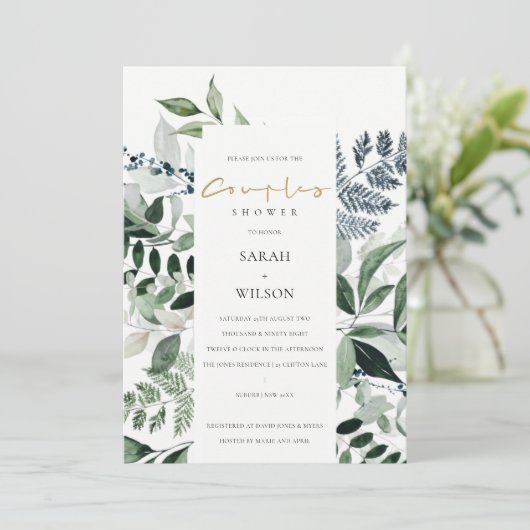 Feuillage vert Tropical Foliage Couples Invitation (Debout devant)
