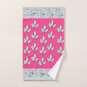 Feuille Aqua Pâle Avec Fleurs Coupées Cadeau Rose  (Serviette à main)
