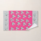 Feuille Aqua Pâle Avec Fleurs Coupées Cadeau Rose  (Serviette à main)