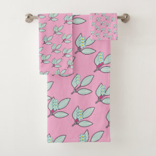 Feuille Aqua Pâle Avec Fleurs Roses Cadeau