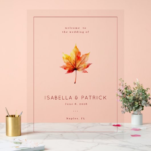 Feuille Aquarelle Automne Chaud (Mariage)
