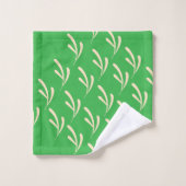 Feuille beige répétée vert brillant (Gant de toilette)