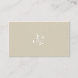 Feuille blanc Monogramme Beige & Carte de visite v