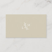 Feuille blanc Monogramme Beige & Carte de visite v (Devant)