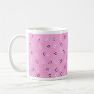 Feuille blanc pourpre Outlines sur des Mugs roses