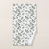 Feuille blanc vert motif (Serviette à main)