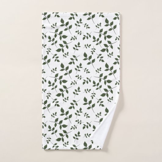 Feuille blanc vert motif (Serviette à main)