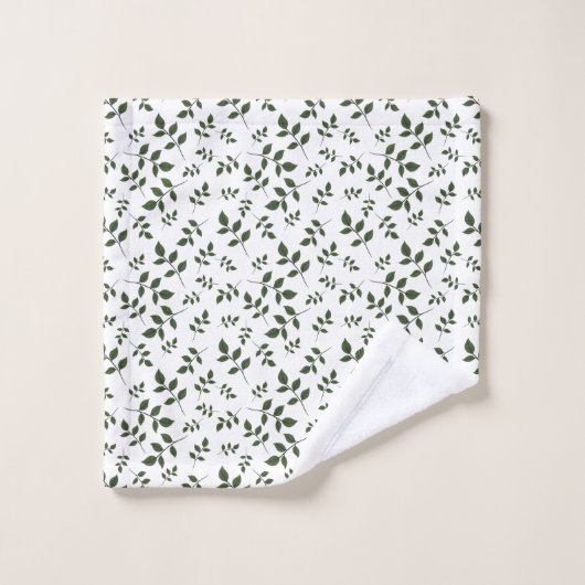 Feuille blanc vert motif (Gant de toilette)