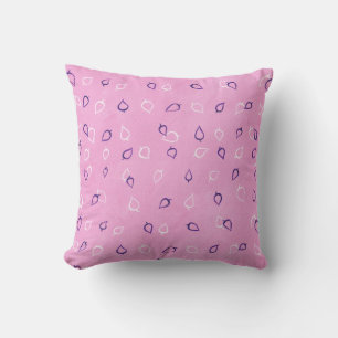 Feuille Blanc Violet Contours, Blé Coussin Rose