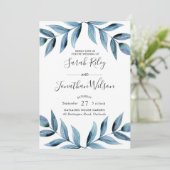 Feuille bleu Faire-part de mariage (Debout devant)