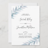 Feuille bleu Faire-part de mariage (Devant)