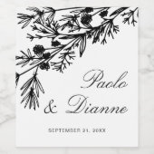 Feuille Botanique  Mariage Étiquette Vin (Étiquettes simples)