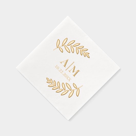Feuille Botanique Moderne Monogramme & Mariage Dat (Droite)