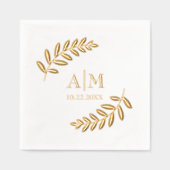 Feuille Botanique Moderne Monogramme & Mariage Dat (Recto)