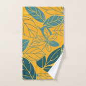 Feuille botanique moderne sarcelle et or (Serviette à main)