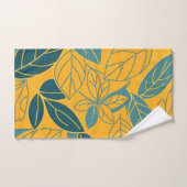Feuille botanique moderne sarcelle et or (Serviette à main)