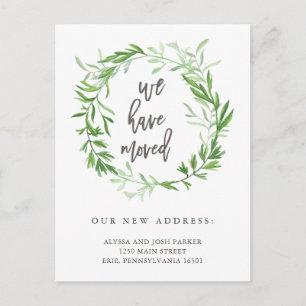 Feuille botanique vert déplaçant le faire-part