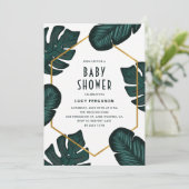 Feuille Cadre Tropical Baby shower Invitation (Debout devant)