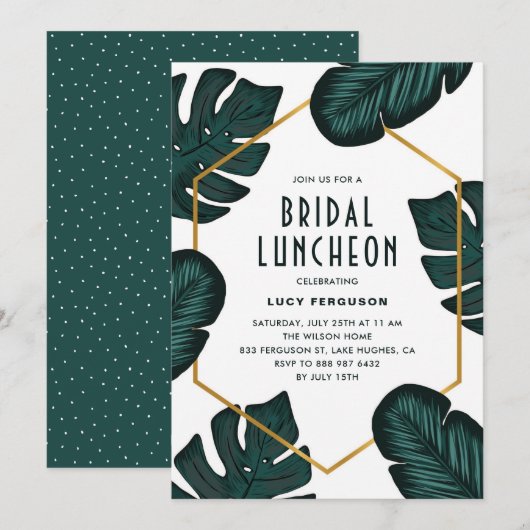 Feuille Cadre Tropical Bridal Luncheon Invitation (Devant / Derrière)