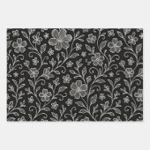 Feuille Classé Floral Art Motif sur gris noir (Devant)