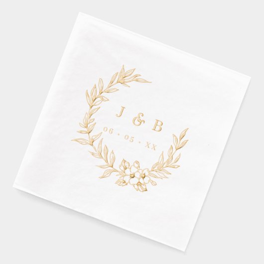 Feuille classique et couronne fleurie Monogramme O (Gauche)