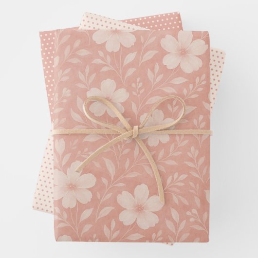 Feuille Classique Floral Art Motif Sur Rose Bleu (En situation)